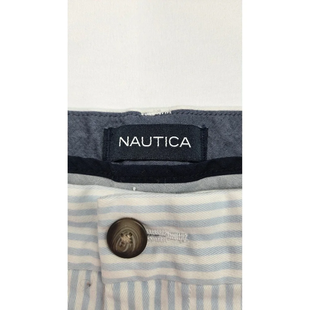 Nautica Mens The Deck Short Classic Fit Stretch Blue White Stripe Shark 34W